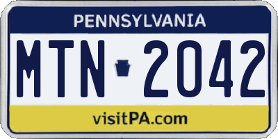 PA license plate MTN2042