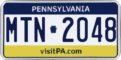 PA license plate MTN2048