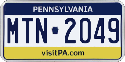 PA license plate MTN2049