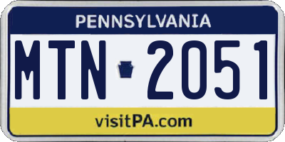 PA license plate MTN2051