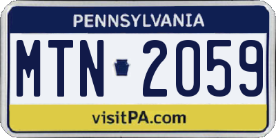 PA license plate MTN2059