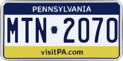 PA license plate MTN2070