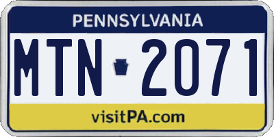 PA license plate MTN2071