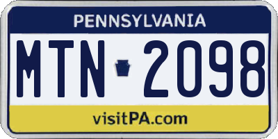 PA license plate MTN2098
