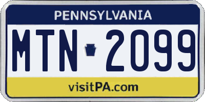 PA license plate MTN2099