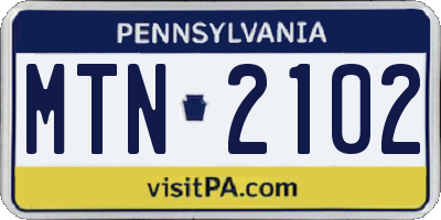 PA license plate MTN2102