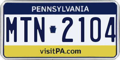 PA license plate MTN2104