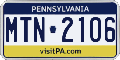 PA license plate MTN2106