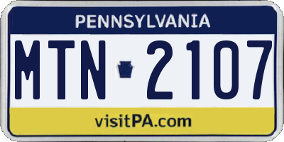 PA license plate MTN2107