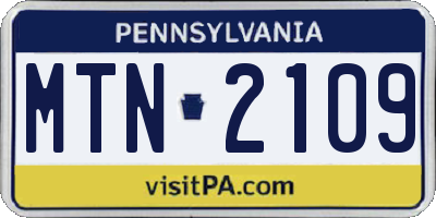 PA license plate MTN2109