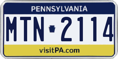 PA license plate MTN2114