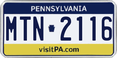 PA license plate MTN2116