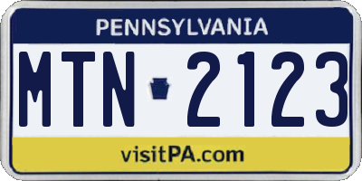PA license plate MTN2123