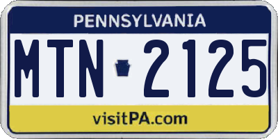 PA license plate MTN2125