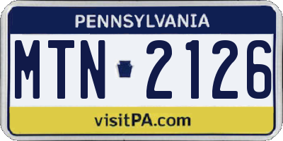 PA license plate MTN2126