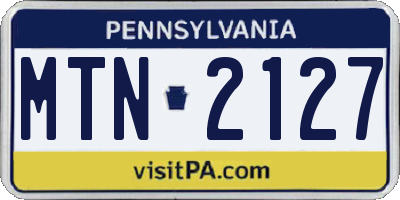 PA license plate MTN2127