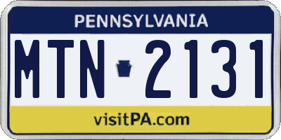 PA license plate MTN2131