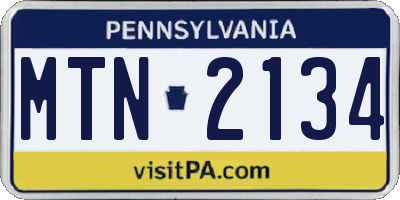 PA license plate MTN2134