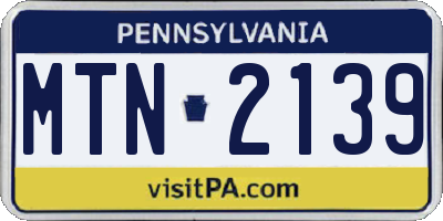 PA license plate MTN2139