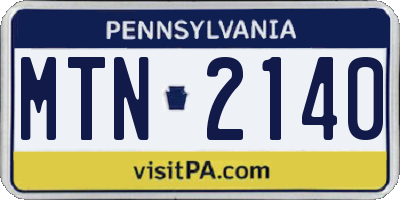 PA license plate MTN2140