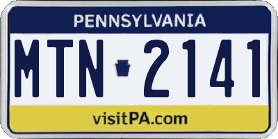PA license plate MTN2141