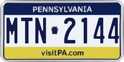 PA license plate MTN2144