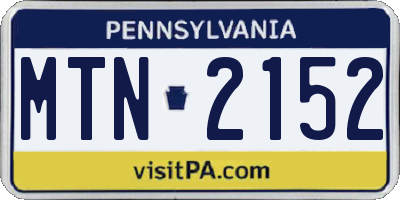 PA license plate MTN2152