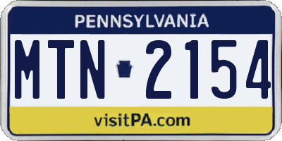 PA license plate MTN2154