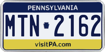 PA license plate MTN2162