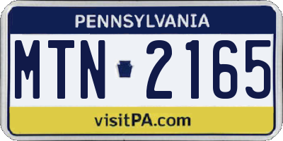 PA license plate MTN2165