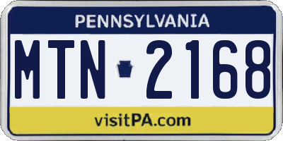 PA license plate MTN2168