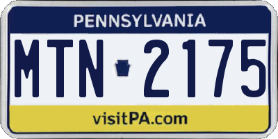 PA license plate MTN2175