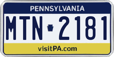 PA license plate MTN2181