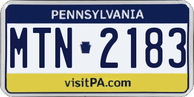 PA license plate MTN2183