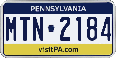 PA license plate MTN2184