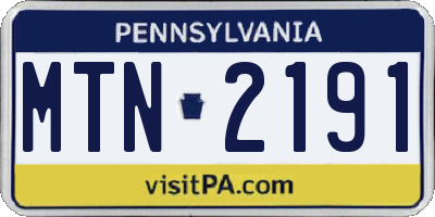PA license plate MTN2191