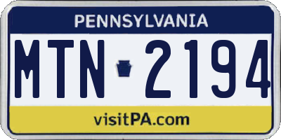 PA license plate MTN2194