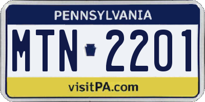 PA license plate MTN2201