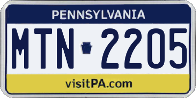 PA license plate MTN2205