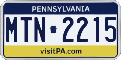 PA license plate MTN2215