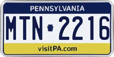 PA license plate MTN2216