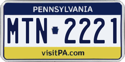 PA license plate MTN2221