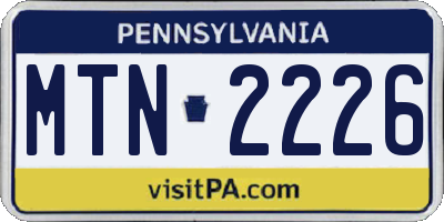 PA license plate MTN2226