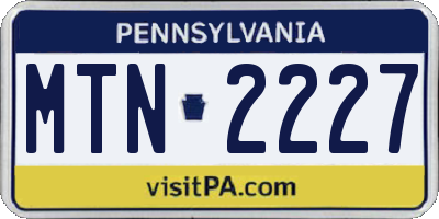 PA license plate MTN2227