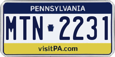PA license plate MTN2231