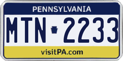 PA license plate MTN2233