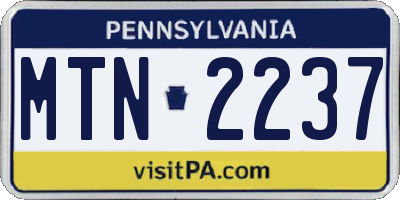 PA license plate MTN2237
