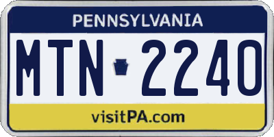PA license plate MTN2240