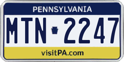 PA license plate MTN2247