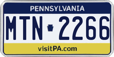 PA license plate MTN2266